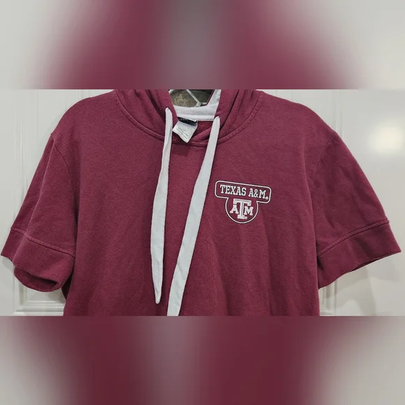 Texas A&M Aggies maroon short sleeve sweatshirt hoodie pullover women's … - Picture 2 of 8